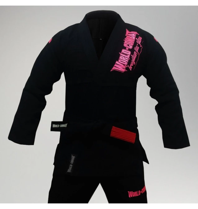 Kimono World Combat BJJ - Preto e Rosa