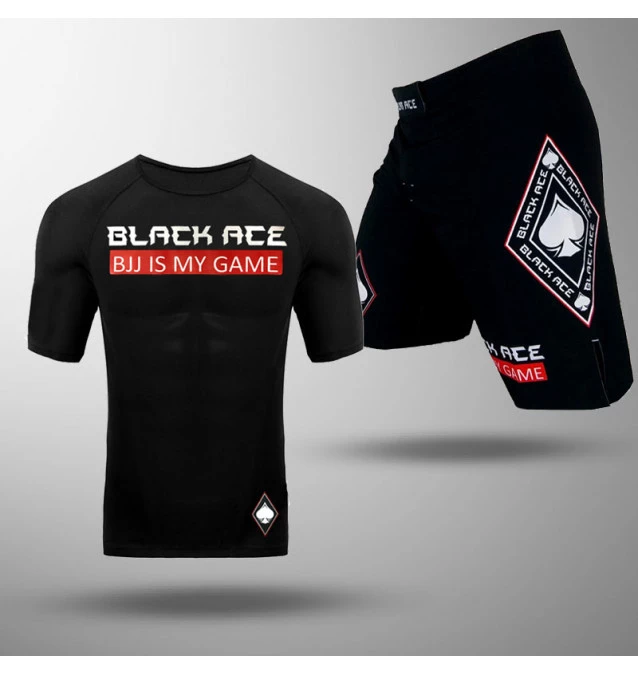 Kit: Rash Guard + Bermuda Black Ace BJJ Is My Game
