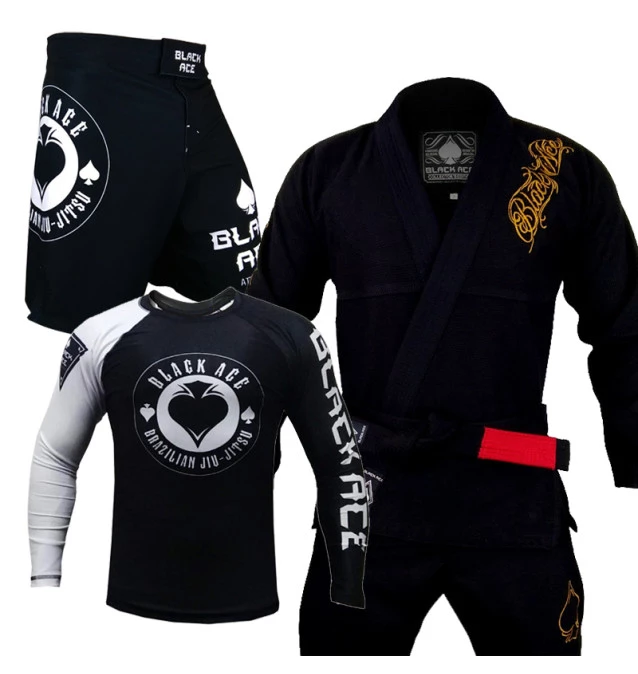 Kit: Kimono Black Ace Player + Bermuda Black Ace + Rash Black Ace