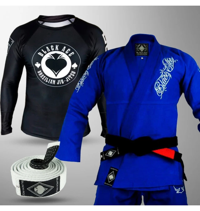 Kit: Kimono Black Ace Player + Rash Black Ace + Faixa Black Ace