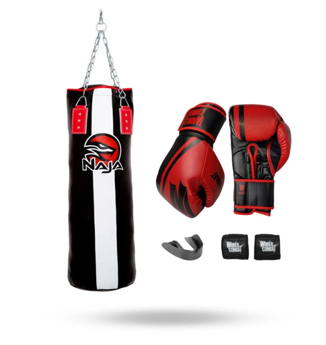 Kit: Luva World Combat Pro Series + Saco Pancada Vazio 90/30 + Bucal + Bandagem