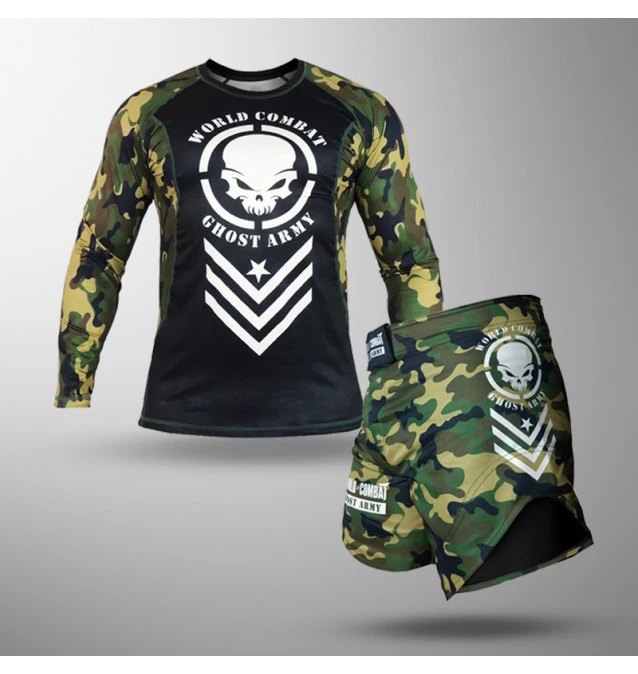 Kit: Rash Guard World Combat Ghost Army + Fight Short World Combat Ghost Army