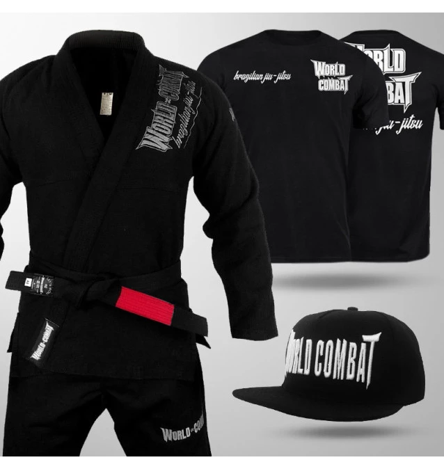 Kit: Kimono World Combat BJJ + Boné World Combat + Camiseta World Combat