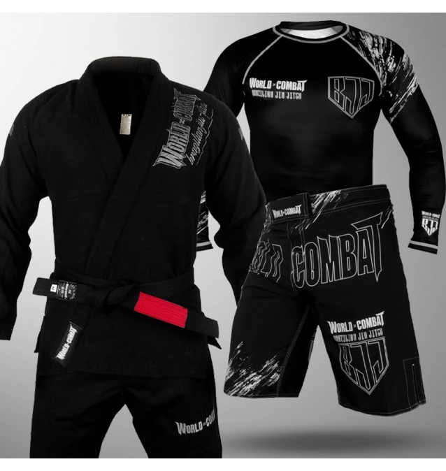 Kit: Kimono World Combat BJJ + Rash Guard BJJ Competidor + Bermuda BJJ Competidor