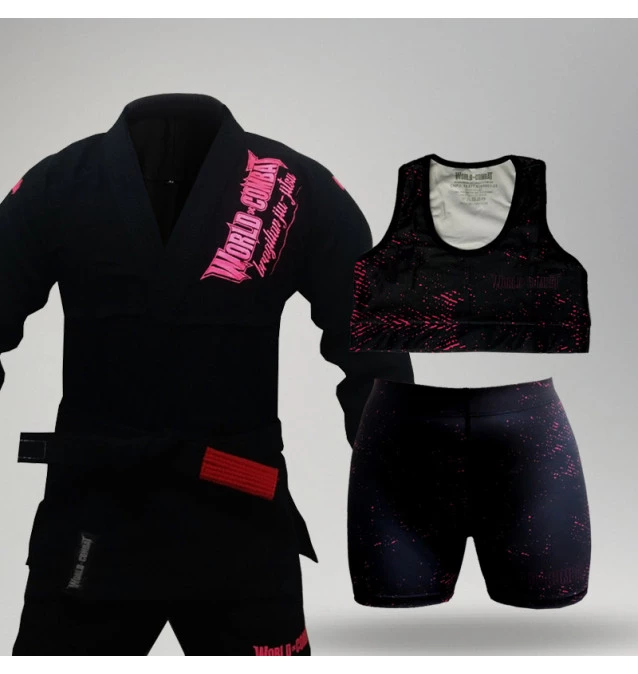 Kit: Kimono World Combat BJJ + Top Feminino + Short Feminino