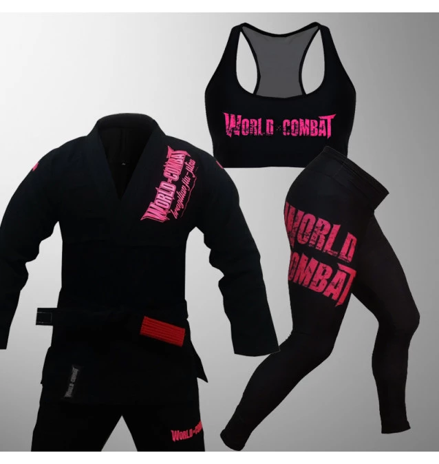Kit: Kimono World Combat BJJ + Top Feminino World Combat + Calça Legging Feminina