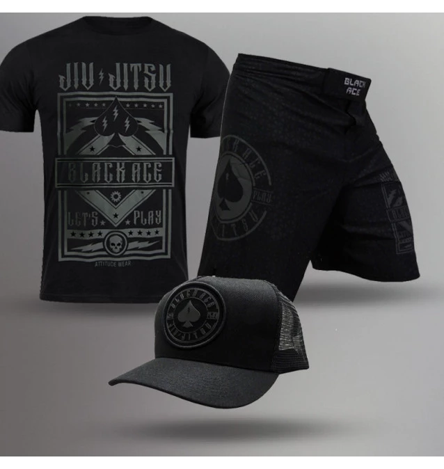 Kit Black Ace Lets Play: Bermuda + Camiseta + Boné 