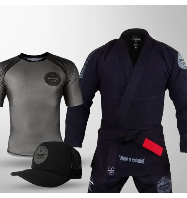 Kit: Kimono World Combat New Let's Roll + Rash Guard World Combat + Boné World Combat