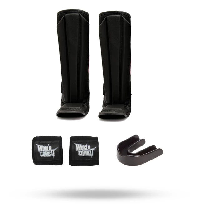 Kit Muay Thai: Caneleira + Bucal + Bandagem