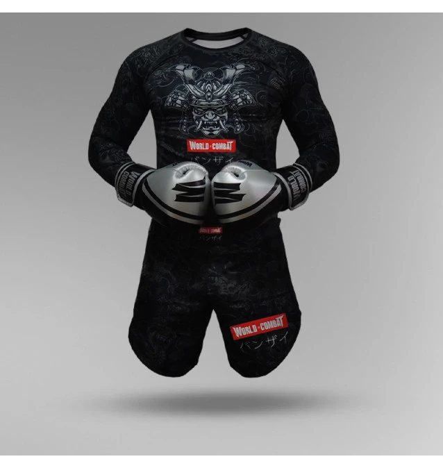 Kit: Luva World Combat Pro Series + Rash Guard Samurai Warrior + Short Samurai Warrior