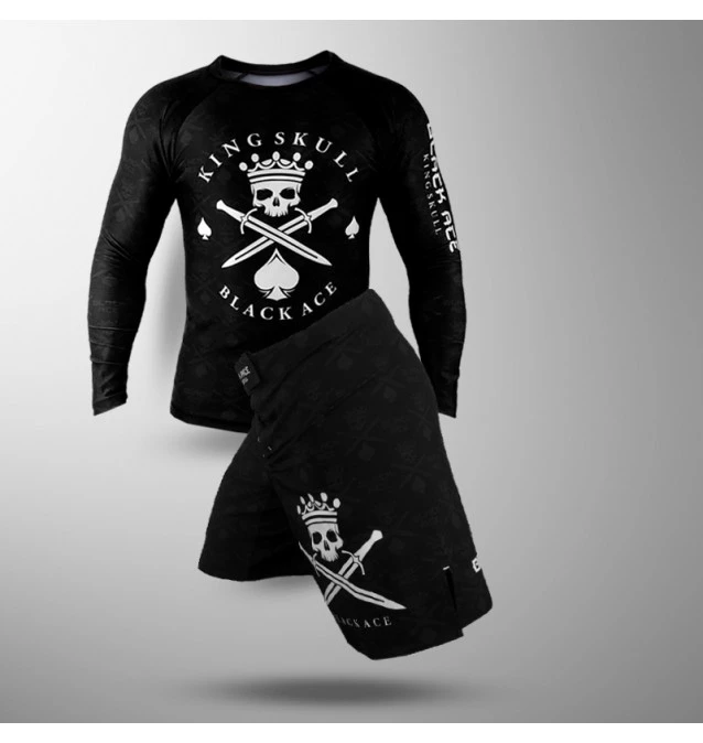 Kit Black Ace King Skull: Rash Guard + Bermuda
