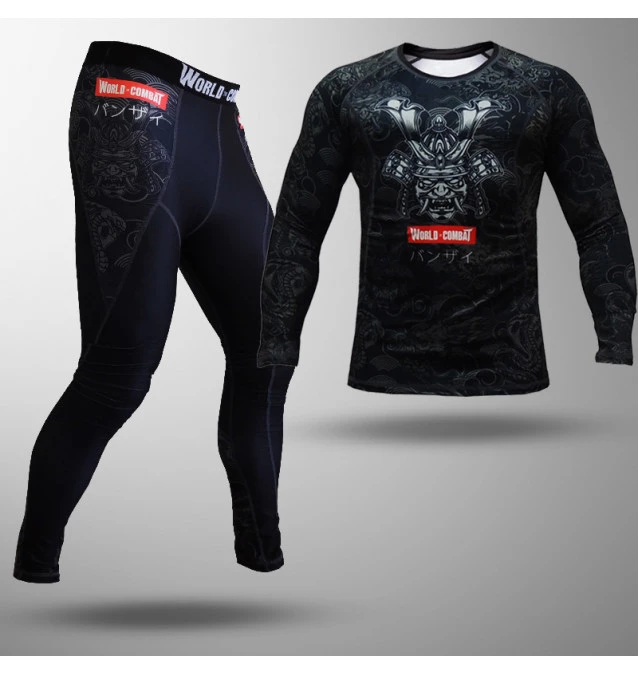 Kit: Calça de Compressão World Combat Samurai Warrior + Rash Guard Samurai Warrior