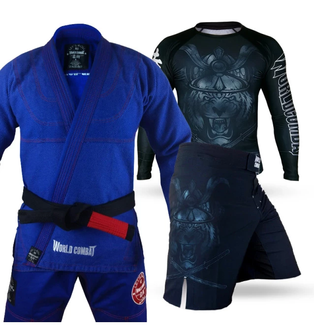 Kit: Kimono World Combat New Let's Roll + Rash Guard Tiger Samurai + Bermuda Tiger Samurai