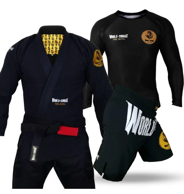 Kit: Kimono World Combat The King + Rash Guard World Combat + Bermuda World Combat