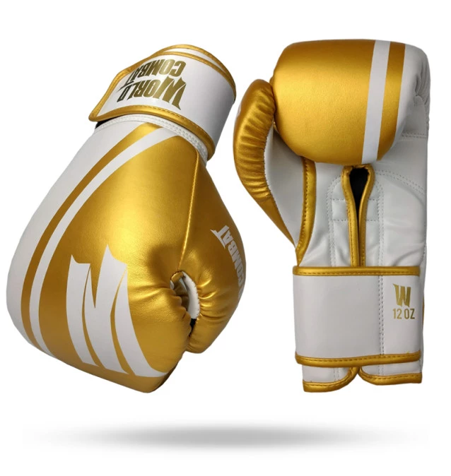 Luva World Combat Pro Series - Branco e Dourado
