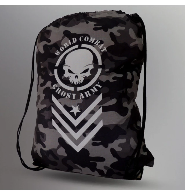 Mochila World Combat Ghost Army - Preto e Camuflado Chumbo