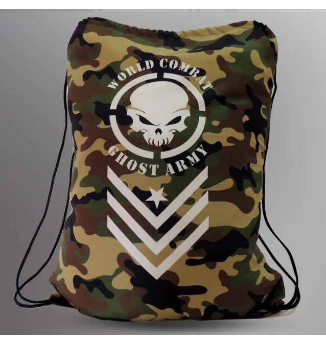 Mochila World Combat Ghost Army - Preto e Camuflado Verde