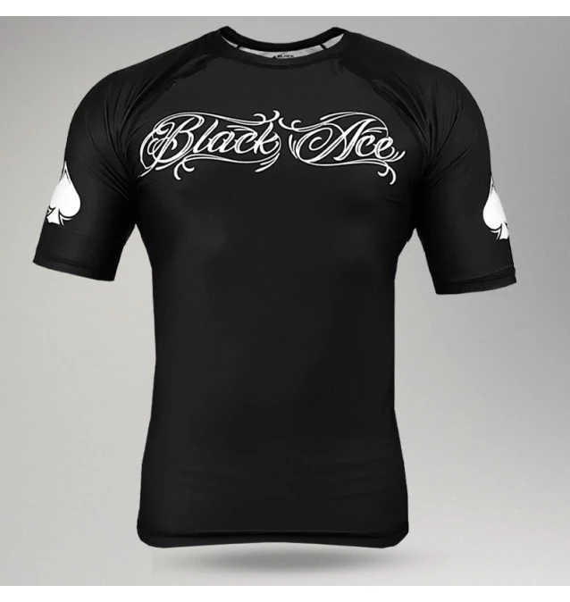 Rash Guard Black Ace Player Manga Curta - Preta