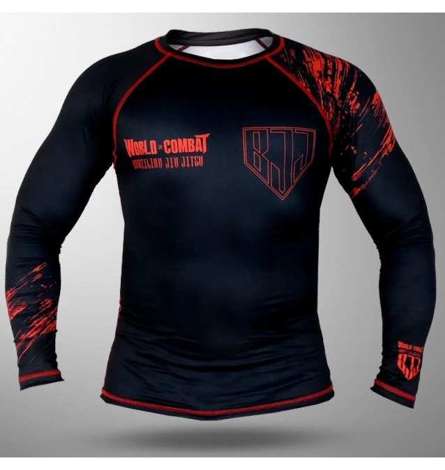Rash Guard World Combat BJJ Competidor - Preto e Vermelho