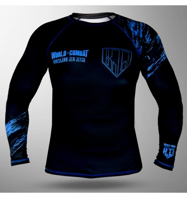 Rash Guard World Combat BJJ Competidor - Preto e Azul