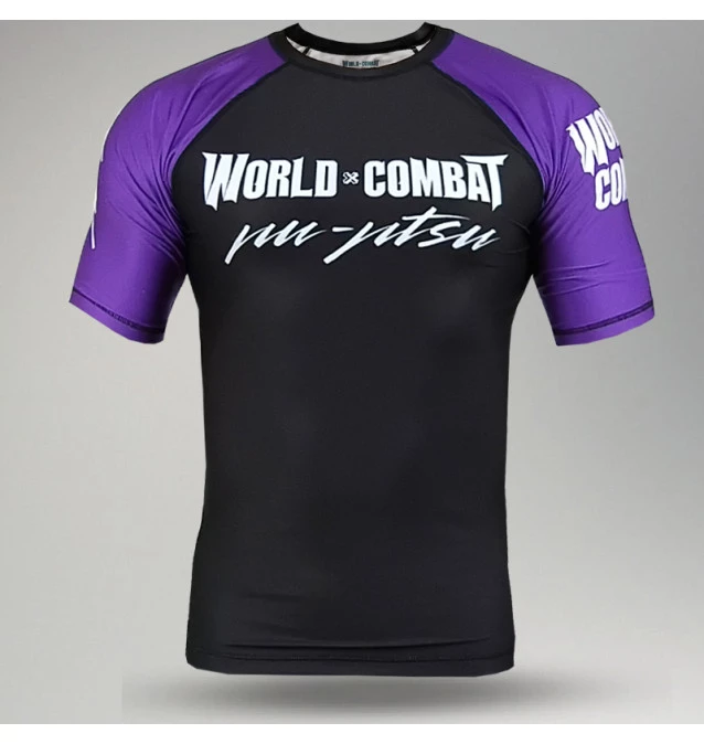 Rash Guard World Combat Competidor Manga Curta - Preto e Roxo