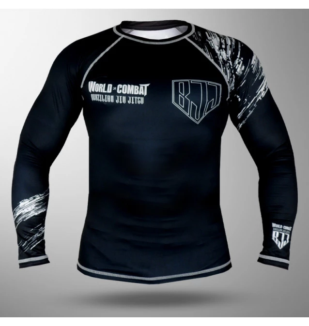 Rash Guard World Combat BJJ Competidor - Preto e Branco