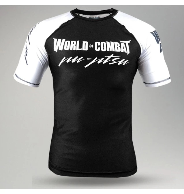 Rash Guard World Combat Competidor Manga Curta - Preto e Branco