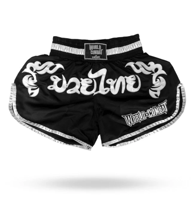Short Muay Thai World Combat Thailand Style - Preto e Branco