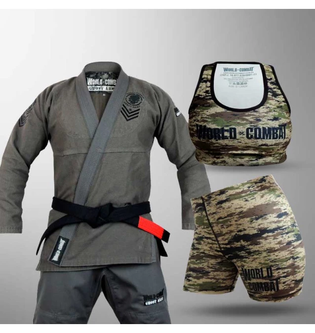 Kit: Kimono World Combat Ghost Army + Top Feminino + Short Feminino