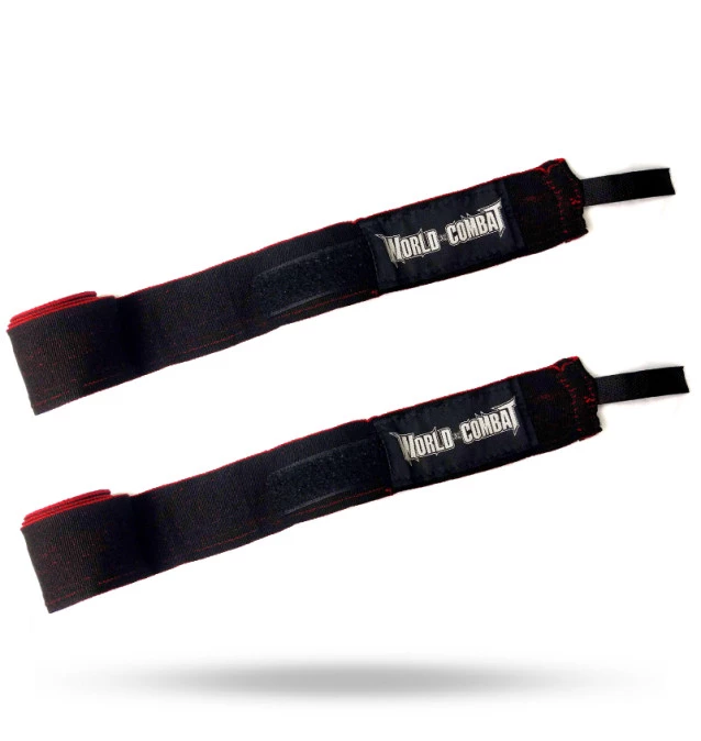 Bandagem Elástica World Combat - Preto e Vermelho (3 Metros)
