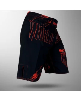 Bermuda World Combat BJJ Competidor - Preto e Vermelho