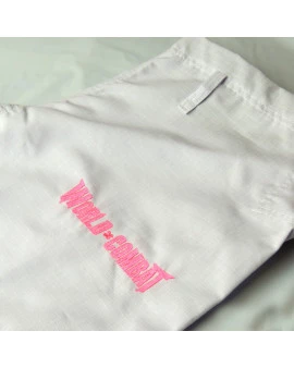 Calça Rip Stop World Combat BJJ Avulsa - Branco e Rosa