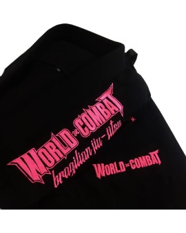 Kimono World Combat BJJ - Preto e Rosa