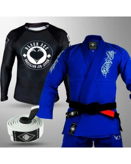 Kit: Kimono Black Ace Player + Rash Black Ace + Faixa Black Ace