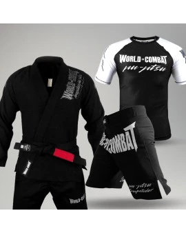 Kit: Kimono World Combat BJJ + Rash Guard Competidor + Bermuda Competidor