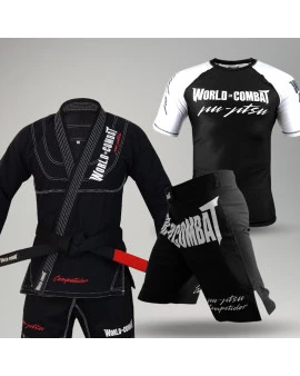 Kit: Kimono World Combat Competidor + Rash Guard + Bermuda