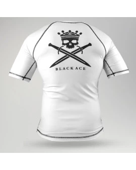 Rash Guard Black Ace King Skull Manga Curta - Branca