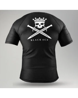 Rash Guard Black Ace King Skull Manga Curta - Preta