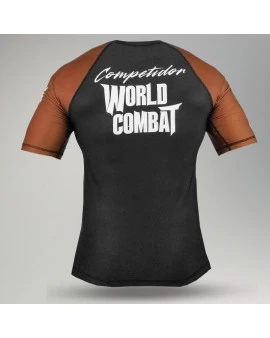 Rash Guard World Combat Competidor Manga Curta - Preto e Marrom