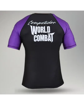 Rash Guard World Combat Competidor Manga Curta - Preto e Roxo