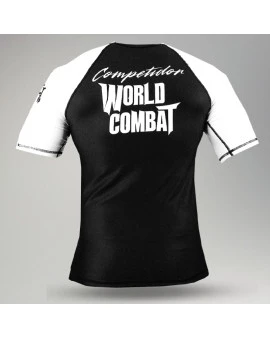 Rash Guard World Combat Competidor Manga Curta - Preto e Branco