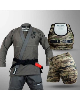 Kit: Kimono World Combat Ghost Army + Top Feminino + Short Feminino