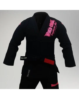 Kimono World Combat BJJ - Preto e Rosa