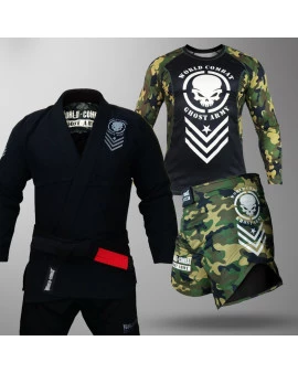 Kit: Kimono World Combat Ghost Army + Rash Guard + Short