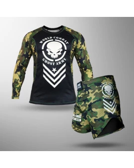 Kit: Rash Guard World Combat Ghost Army + Fight Short World Combat Ghost Army