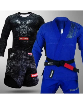 Kit: Kimono World Combat BJJ + Rash Guard Samurai Warrior + Bermuda Samurai Warrior