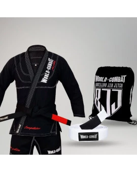 Kit: Kimono World Combat Competidor + Faixa + Mochila