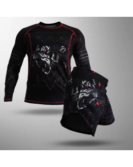 Kit: Rash Guard Black Tiger + Short Black Tiger