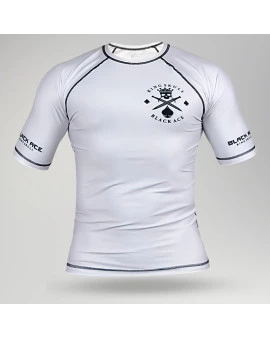 Rash Guard Black Ace King Skull Manga Curta - Branca
