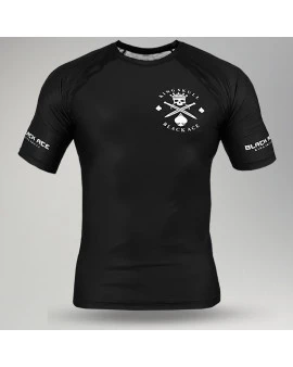 Rash Guard Black Ace King Skull Manga Curta - Preta